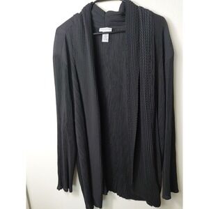 Catherine's Black Ribbed Open Front Waterfall Knit Basic Cardigan Plus Size 5X‎